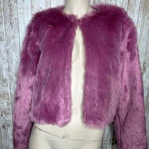 Mauve Pink Faux Fur Cropped Jacket Women’s Size 8